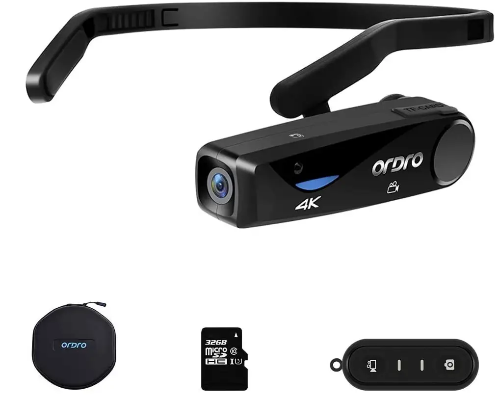 Camcorder 4K Head Mounted Camera ORDRO EP6 Wearable Video Camera