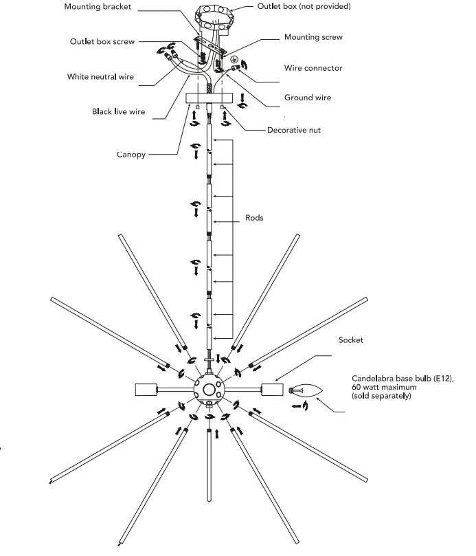 globe Celeste 4-Light Matte Brass Chandelier - fig 1