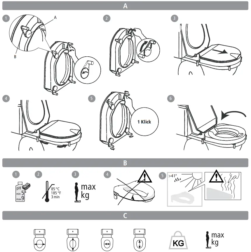 ETAC Hi Loo Stable and Comfortable Toilet Seat Raiser