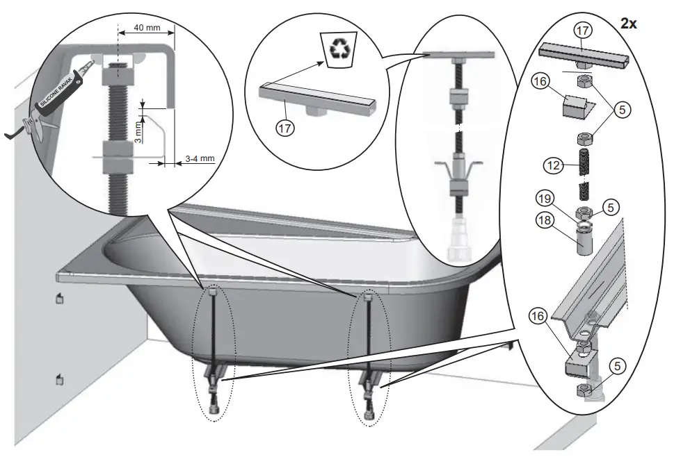 RAVAK CZA4100A00 Chrome Bathtub Panel - fig 24