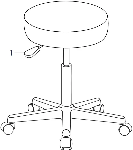 ULINE H-7670 Vinyl Padded Mobile Shop Stool -STOOL ADJUSTMENT