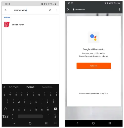 Adding "SmarterHome" to the Google Home app