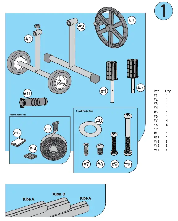 welldana 32-001010 Solar Blanket Roller Base SS With Wheels 1