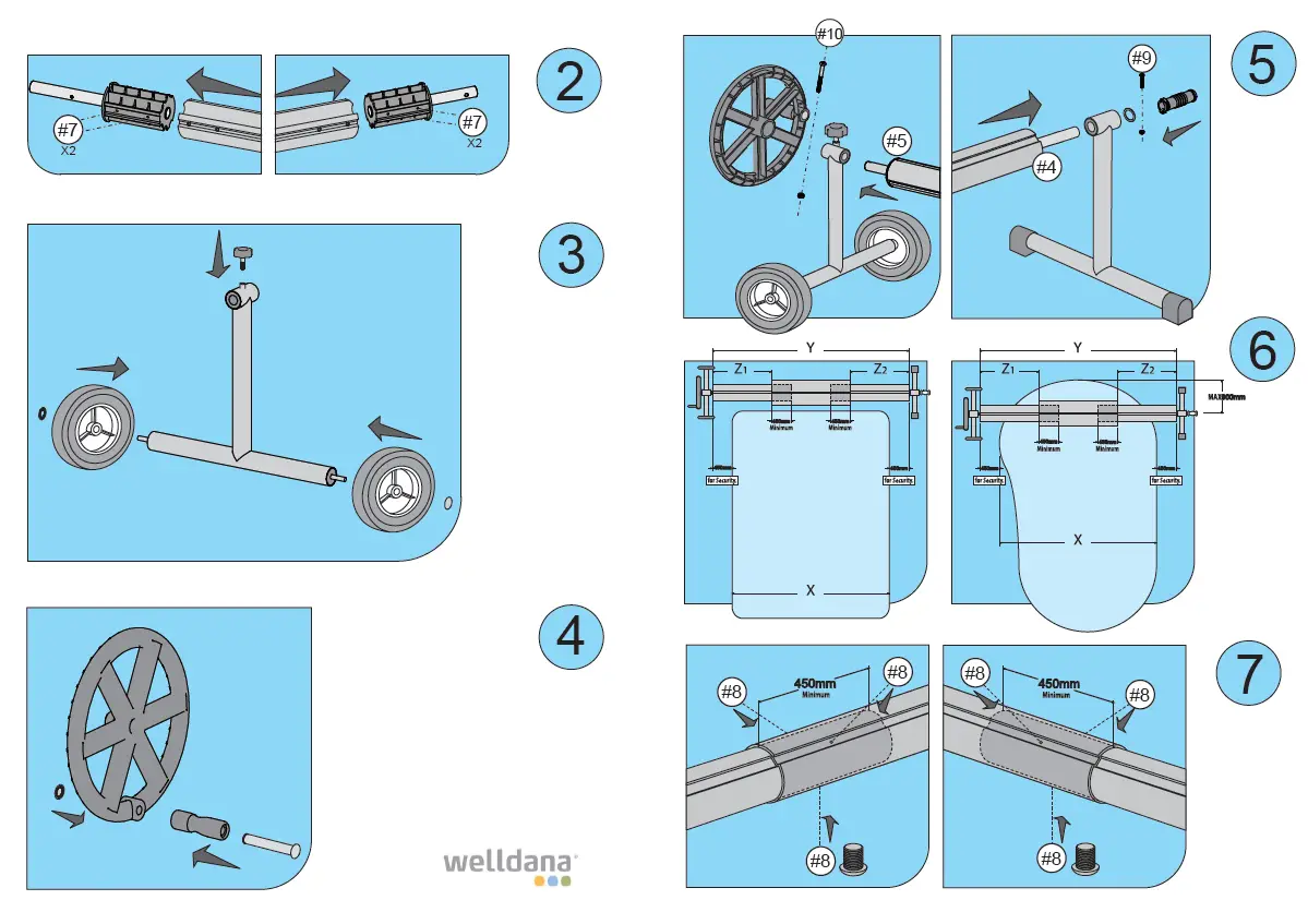 welldana 32-001010 Solar Blanket Roller Base SS With Wheels 2