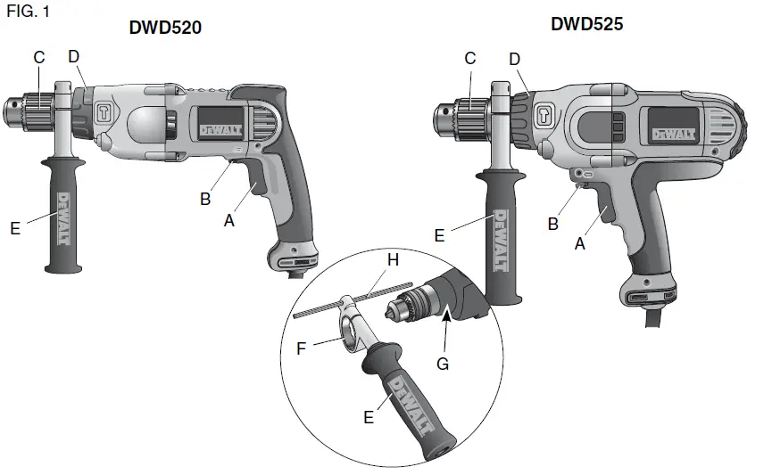DEWALT-DWD520-DWD525-1-2-Inch-13mm-Heavy-Duty-Dual-Speed-Hammerdrills-2
