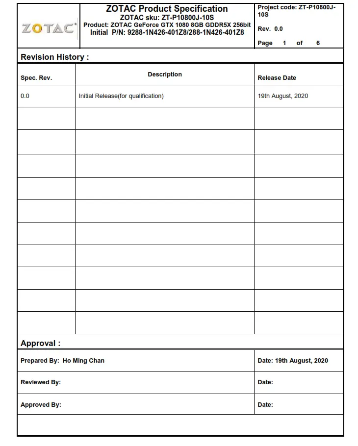 ZOTAC GeForce GTX 1080 8GB GDDR5X 256bit
