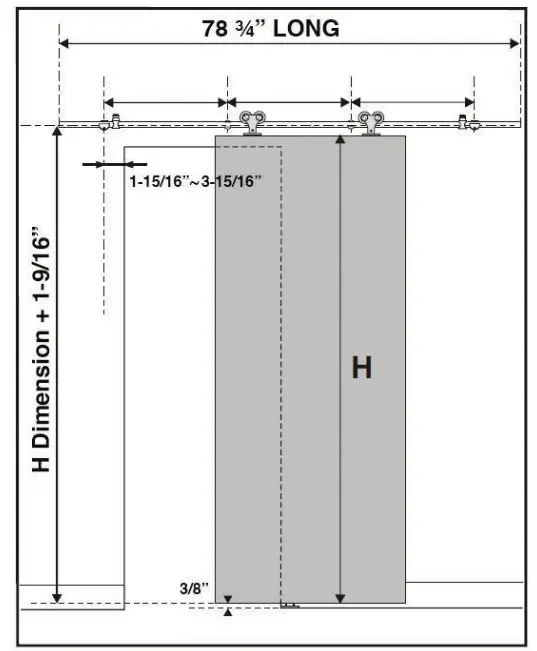 BARN DOOR BROWNSTONE SDH SW04 SS 304 Grade Stainless Steel - fig 1