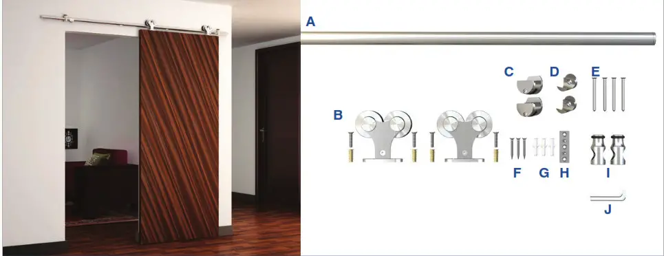 BARN DOOR BROWNSTONE SDH SW04 SS 304 Grade Stainless Steel