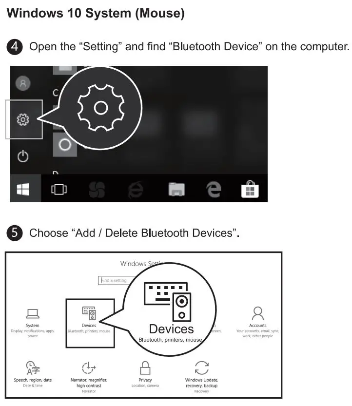 ProtoArc EKM01 Ergonomic Keyboard and Mouse Combo User Manual - Mouse Bluetooth Connection Steps