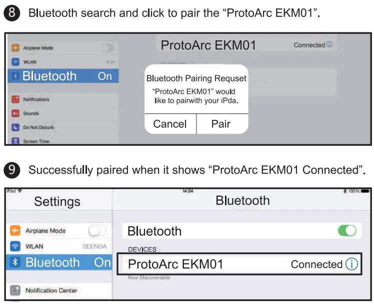 ProtoArc EKM01 Ergonomic Keyboard and Mouse Combo User Manual - Mouse Bluetooth Connection Steps