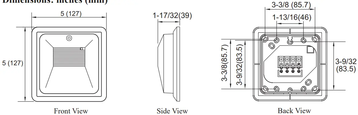 Dimensions: inches (mm)