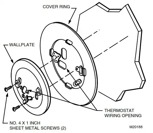 Honeywell CT87A Round Thermostat - Install the cover ring and wallplate or subbase 1