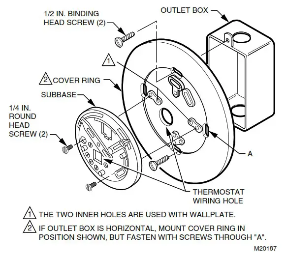 Honeywell CT87A Round Thermostat - Install the cover ring and wallplate or subbase 2