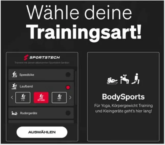 SPORTSTECH sWalk Treadmill - Select the training type