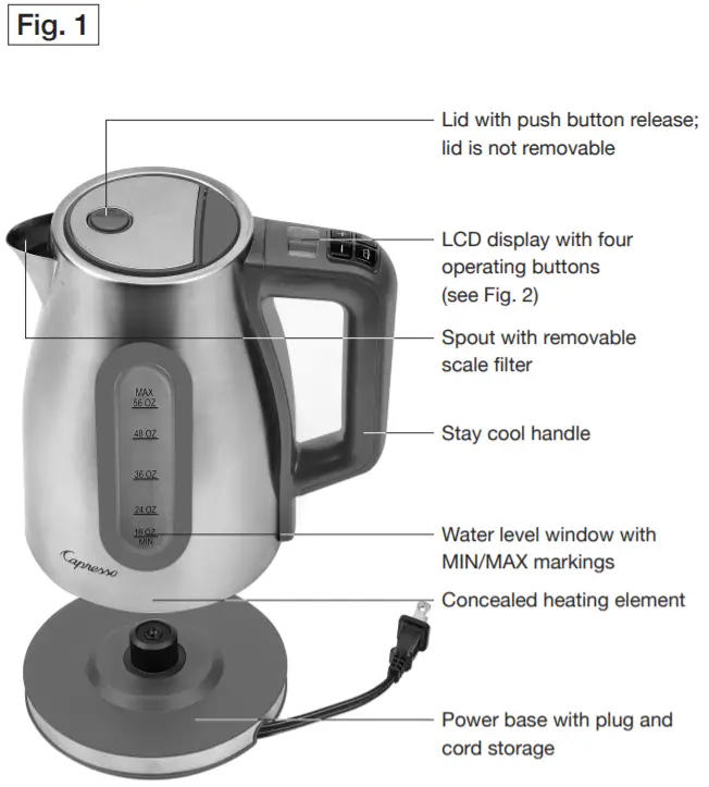 Capresso H20 SELECT Programmable Water Kettle -figure 1