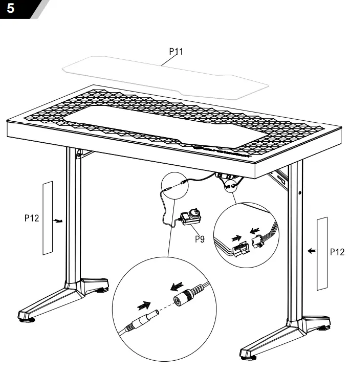 EUREKA GTG I43 V1 E Sports Computer Desk - parts 5