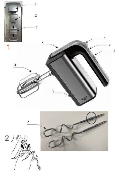 ADLER AD 4225 Hand Mixer INOX -Overview