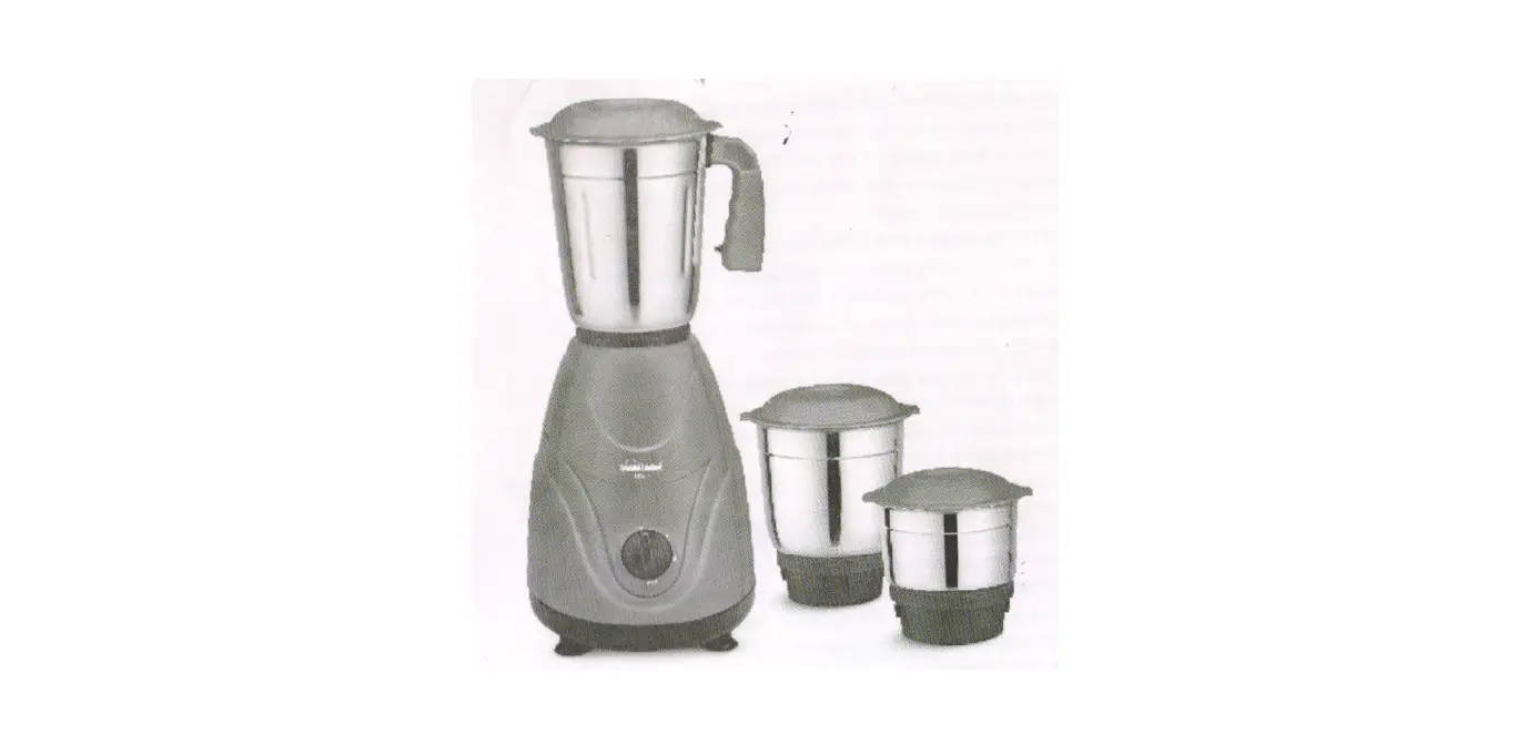 Sunflame 550w Mixer Grinder Uno With 2 Jar Instruction Manual