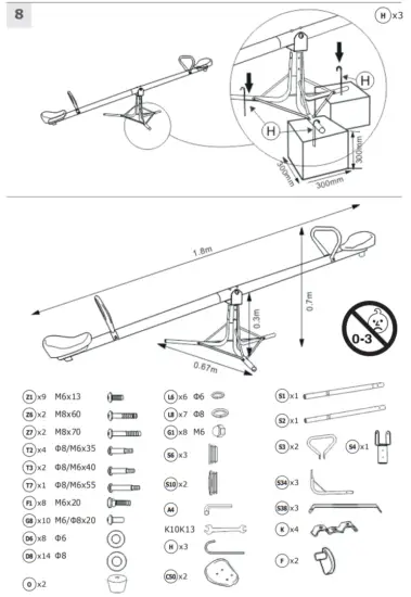 COSTWAY OP3299 360 Degree Rotating Seesaw - fig3