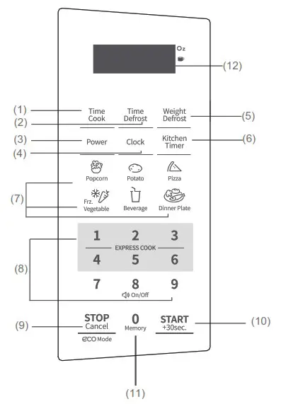 Comfee EM720CPL PMB Microwave Oven - CONTROL PANEL AND FEATURES