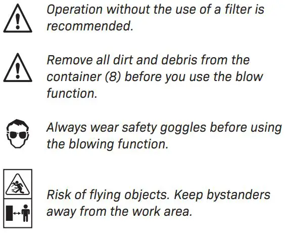 VONROC VC504AC Wet & Dry Vacuum Cleaner Instructions - Function