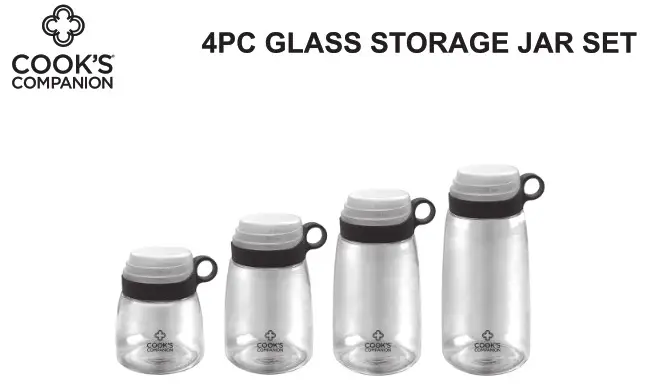 COOK S COMPANION 4Pc Glass Storage Jar hh