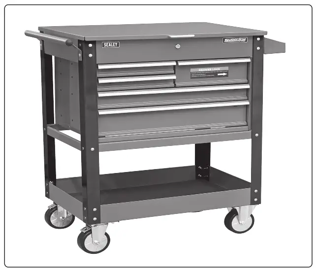 SEALEY AP890MHV HEAVY DUTY MOBILE TOOL &amp PARTS TROLLEY WITH 5 DRAWERS