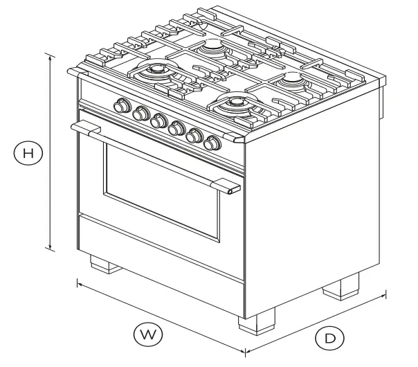 FISHER PAYKEL OR30SCG4W1 Gas Range - DIMENSIONS