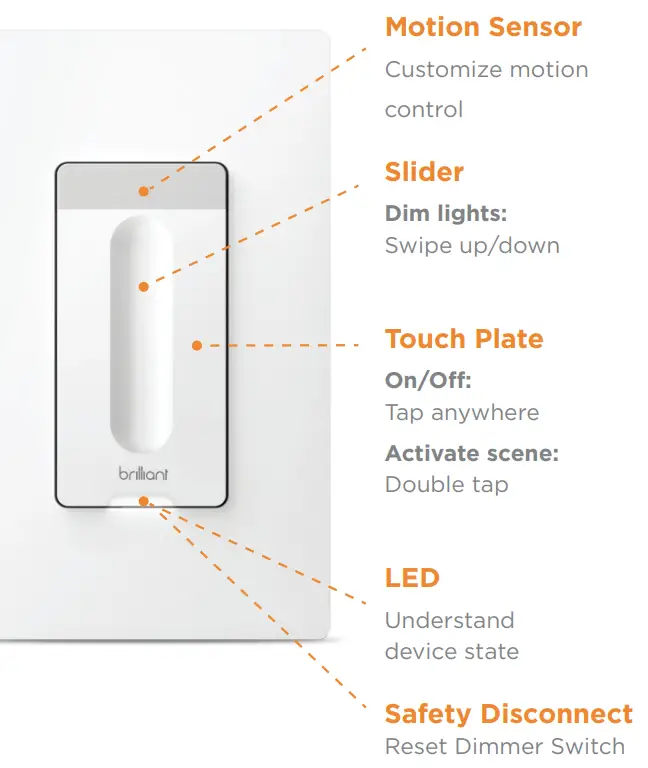 Brilliant 415BHS120W Smart Dimmer Switch - Motion Sensor