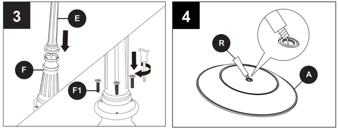 LUTEC 6940004012 LED Solar Post Lantern - ASSEMBLY INSTRUCTIONS 1