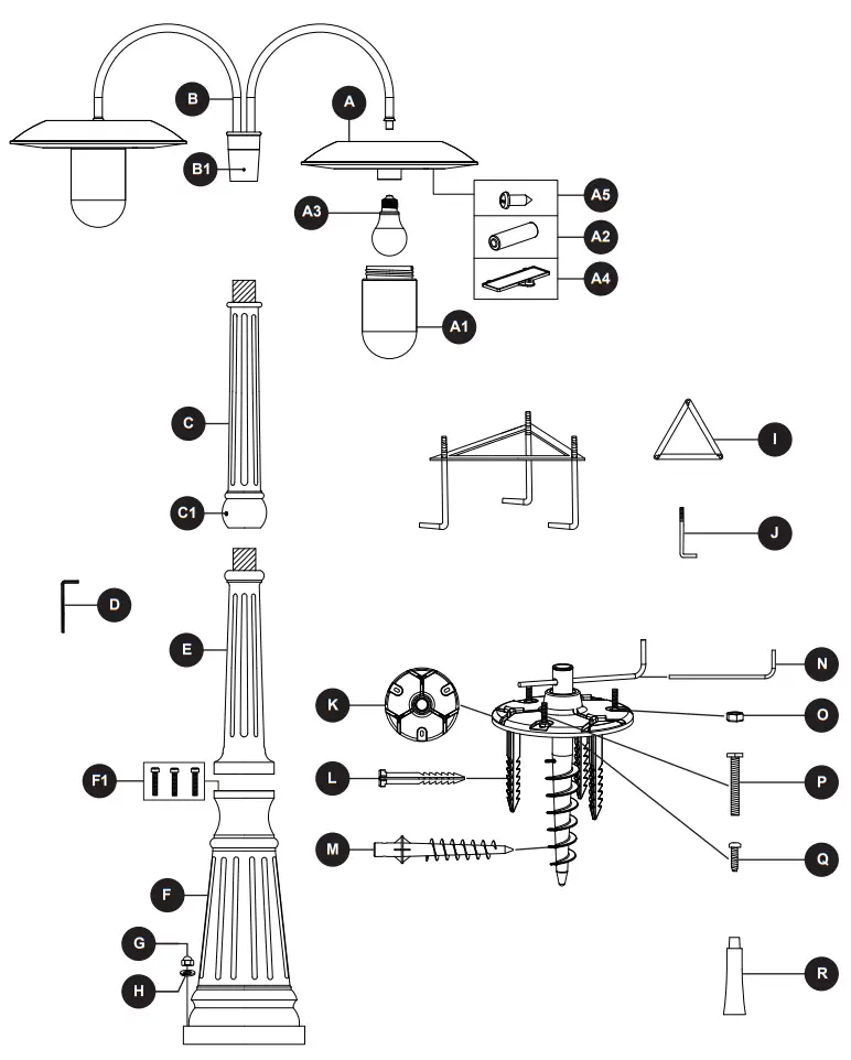 LUTEC 6940004012 LED Solar Post Lantern - Fig