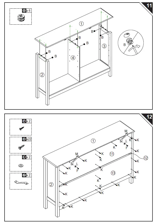 HOMCOM 839-406 Farmhouse Kitchen Sideboard Buffet Table 14