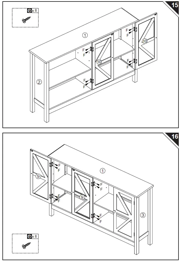 HOMCOM 839-406 Farmhouse Kitchen Sideboard Buffet Table 16