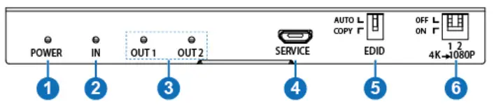VigilLink VLSP AD12H20 1x2 HDMI 2 0 Splitter with Audio De embedded and Downscale 18Gbps - Front Panel