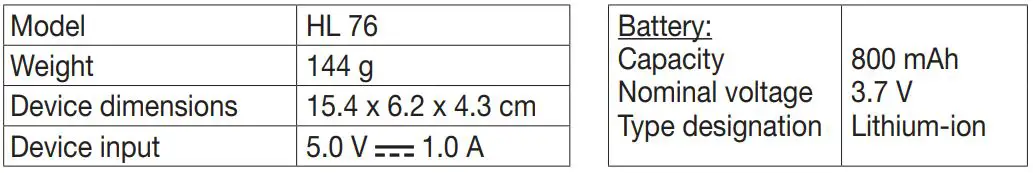 beurer HL 76 SatinSkin Epilator Wet and Dry Instruction Manual - TECHNICAL SPECIFICATIONS