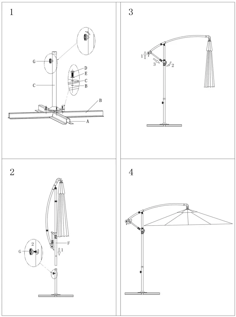 sunwaal 3.5m Folding Garden Umbrella - Installation