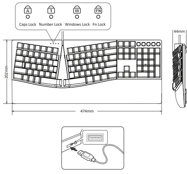 perixx PERIBOARD-535 Wired Full-sized Mechanical Ergonomic Keyboard - 1