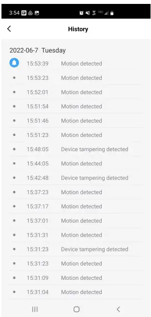 Motion Detection History