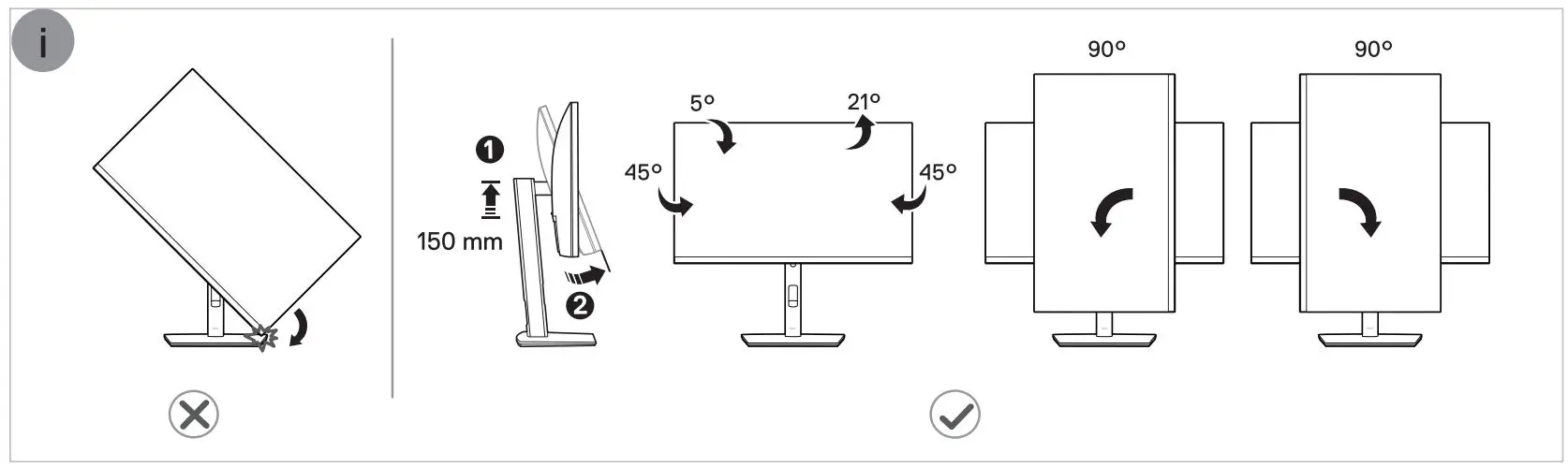 DELL P2422H 24″ Monitor User Guide - Rotate screen