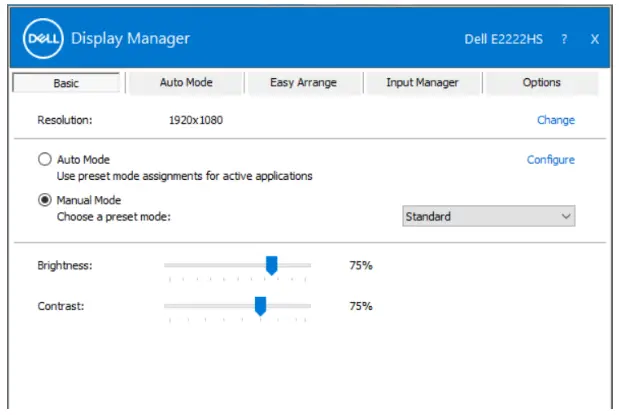 DELL E2222HS 22 Height Adjustable Monitor - Setting Basic Display Functions 1