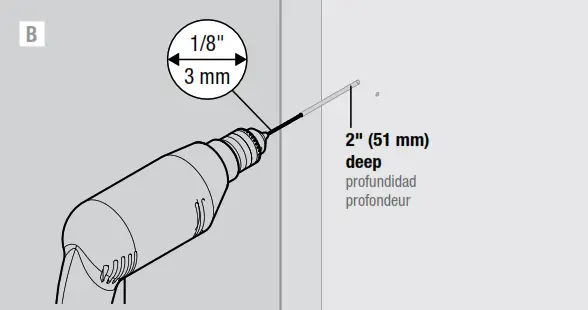 Drilling Instructions - Drill holes in door B