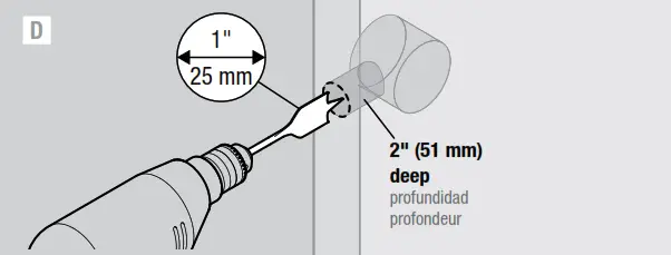 Drilling Instructions - Drill holes in door D
