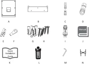 FOX-ESS T12 3 25kW Three Phase Inverter - paking list