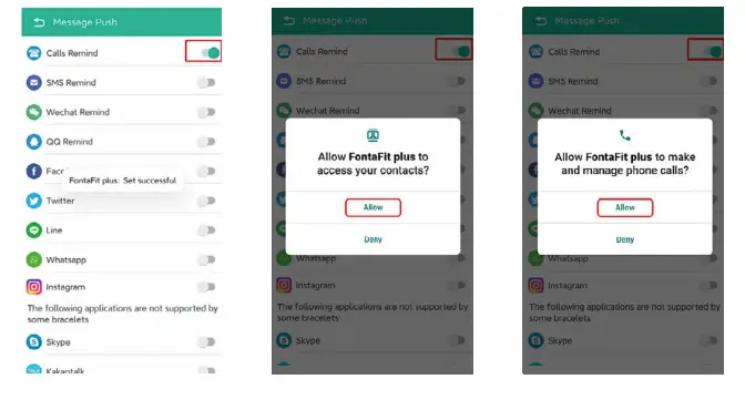 fontastic 360CH Sena Smart Bracelet FontaFit - special permissions