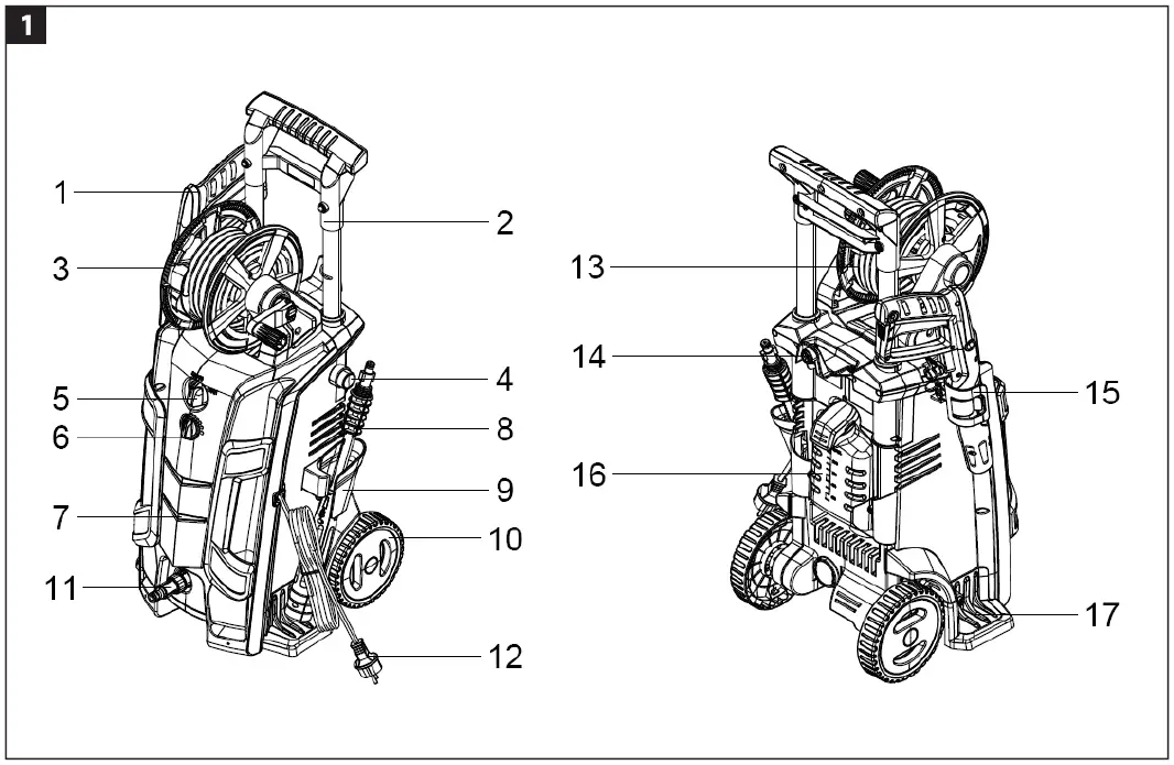 MEEC TOOLS 009876 160 Bar 220 W High Pressure Washer 1
