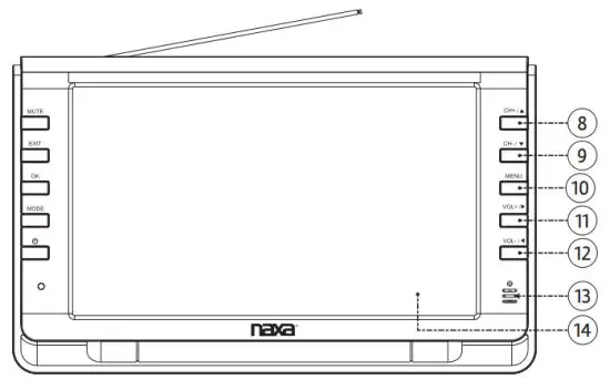 naxa NT 90A 9 Inch Portable TV and Digital Multimedia Player - Main Unit 1