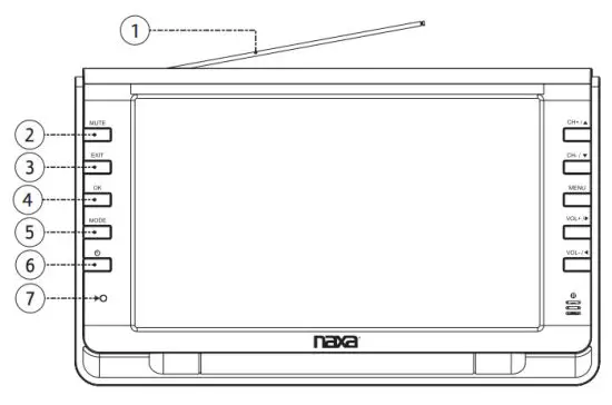 naxa NT 90A 9 Inch Portable TV and Digital Multimedia Player - Main Unit
