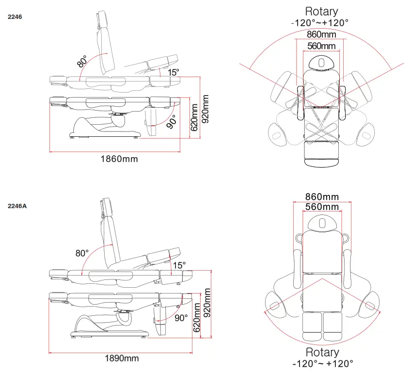 GIMA Lettino Eletttrico Per Centri Benessere Electric Beauty Beds- 3 Adjust the Adjust the Instruction for Instruction for Replacing Braking - TECHNICAL PARAMETERS