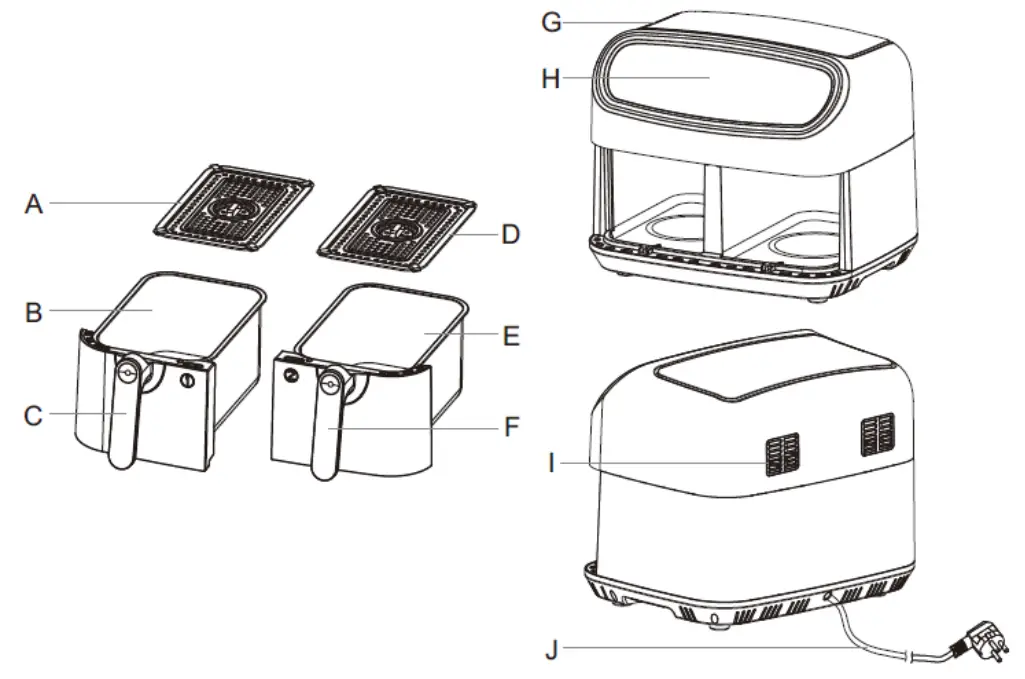 ROBERT IRVINE K54474 9 qt Dual Air Fryer - parts