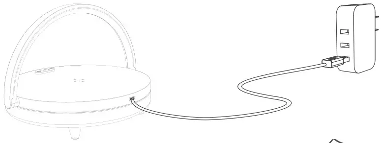 EZVALO 34435482 Wireless Charger Music Lamp - Connect the USB port